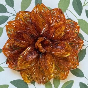 VINTAGE Brooch Amber Shades Plastic Flower